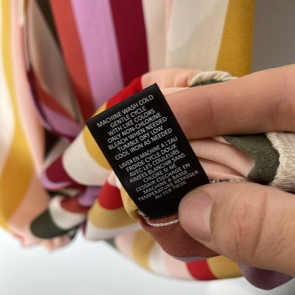 RACHEL ROY Label Line Multicolored Striped Criss Cross Front Sleeveless Blouse M - Picture 5 of 6